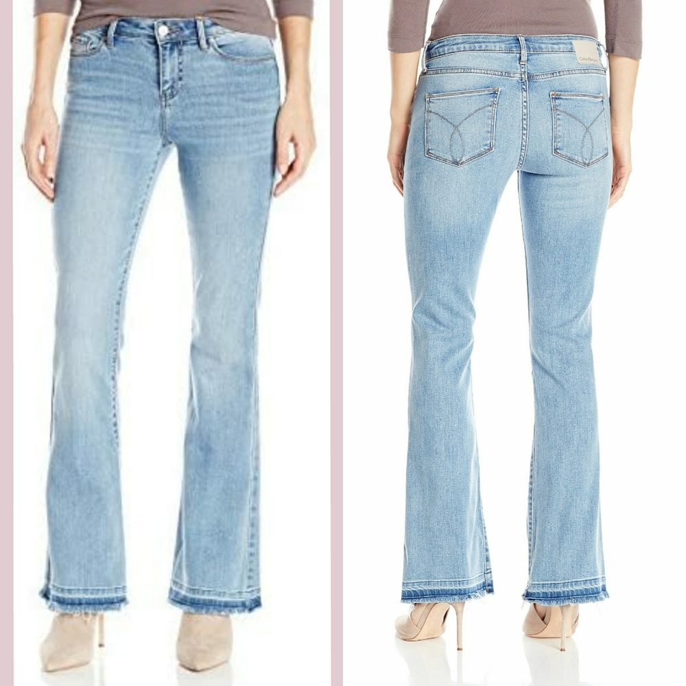 CALVIN KLEIN JEANS Raw Edge Blue Denim Sneaker Flares Size W29 L32